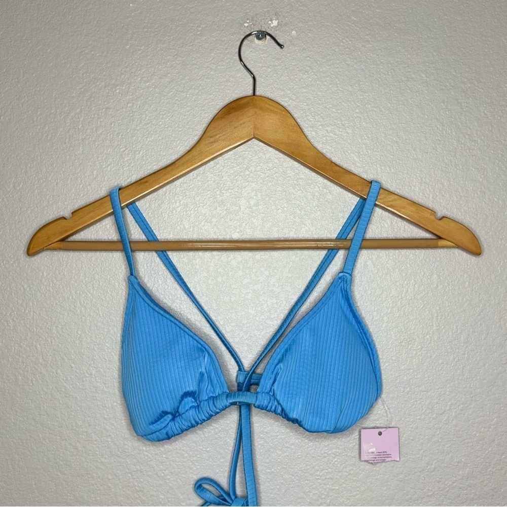 Wild Fable Blue Ribbed Bikini Top - Picture 2 of 8
